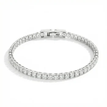 צמיד טניס בשילוב זרקונים מתנה יוקרתית פלדת אל חלד בצבע כסף