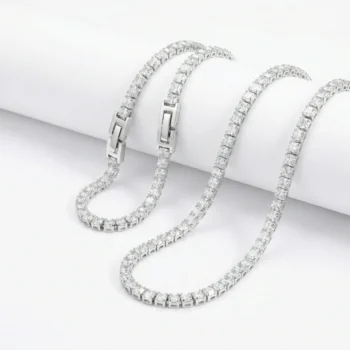 צמיד טניס בשילוב זרקונים מתנה יוקרתית פלדת אל חלד בצבע כסף