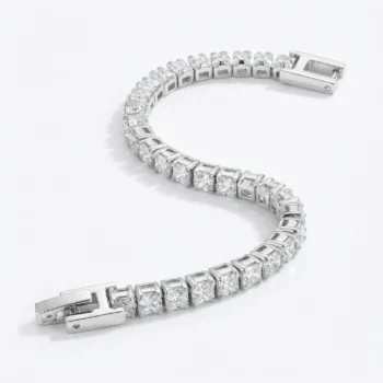 צמיד טניס בשילוב זרקונים מתנה יוקרתית פלדת אל חלד בצבע כסף