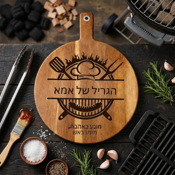 הגריל של אמא – קרש חיתוך חרוט בהתאמה אישית | מתנת ברביקיו אישית לאמא