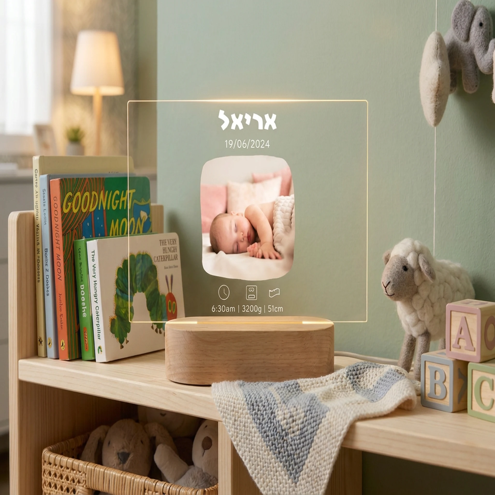מתנה מעוצבת אישית עם תמונה - מנורת תעודת לידה | YourMoment – תמונה 1