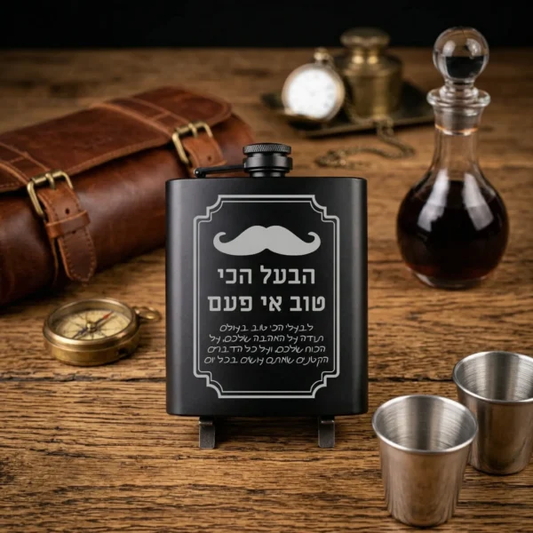 ⁦בקבוק מתכת חרוט בהתאמה אישית “הבעל הטוב ביותר אי פעם” כמתנה⁩ – תמונה ⁦3⁩