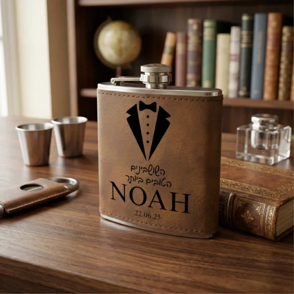 ⁦בקבוק פלאסק לשושבינים בהתאמה אישית – שם ותפקיד בהתאמה אישית, מתנה לחתונה⁩ – תמונה ⁦2⁩