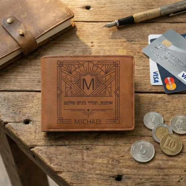⁦מתנה לארנק לבעל – ארנק עור מותאם אישית ורומנטי ליום נישואין / יום הולדת⁩ – תמונה ⁦2⁩