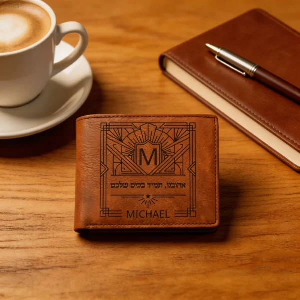 ⁦מתנה לארנק לבעל – ארנק עור מותאם אישית ורומנטי ליום נישואין / יום הולדת⁩ – תמונה ⁦3⁩