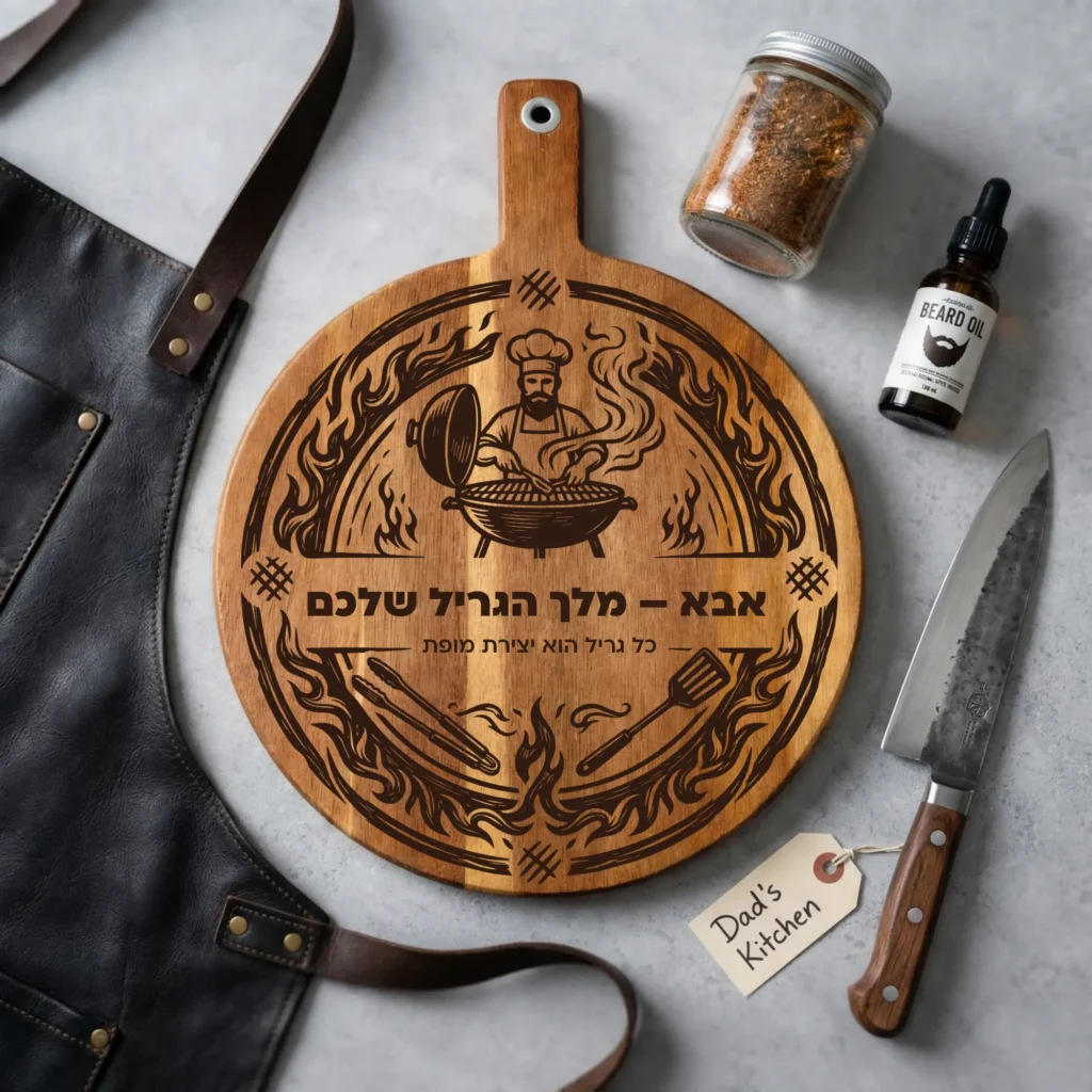 ⁦קרש חיתוך לברביקיו בהתאמה אישית – מתנה של קרש חיתוך חרוט בעיצוב מותאם למאסטר הגריל⁩ – תמונה ⁦3⁩
