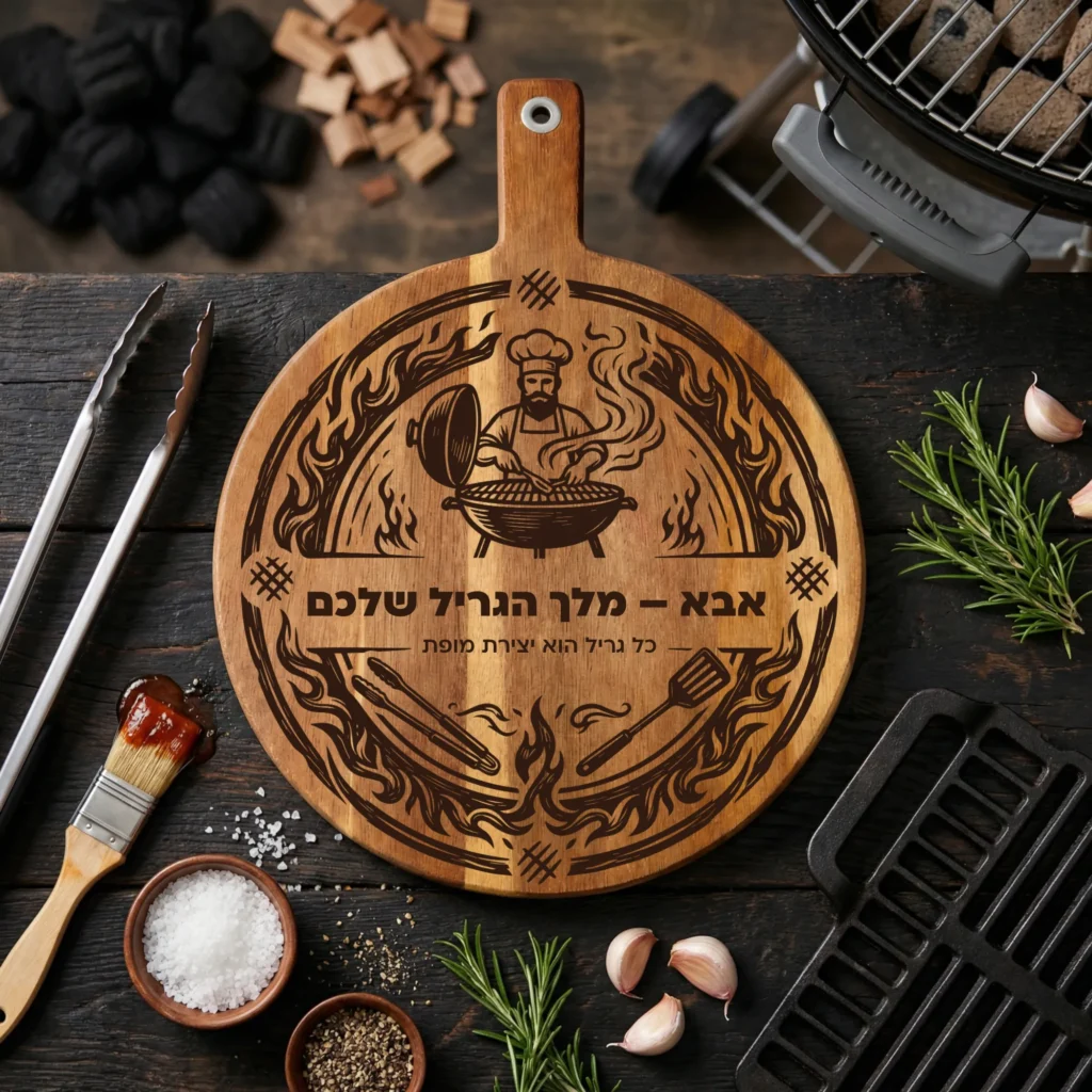 ⁦קרש חיתוך לברביקיו בהתאמה אישית – מתנה של קרש חיתוך חרוט בעיצוב מותאם למאסטר הגריל⁩ – תמונה ⁦2⁩