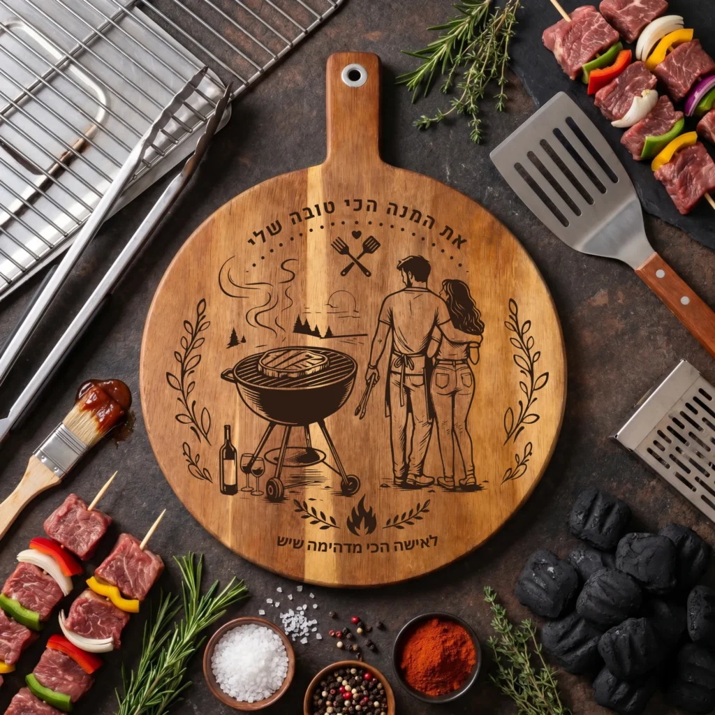 ⁦קרש חיתוך לברביקיו בהתאמה אישית – מתנת עץ עם חריטה לגריל⁩ – תמונה ⁦2⁩