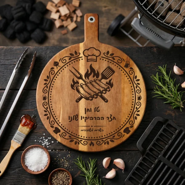 קרש הכנה מותאם אישית ל-BBQ – קרש חיתוך מעץ עם חריטה מותאמת אישית כמתנה