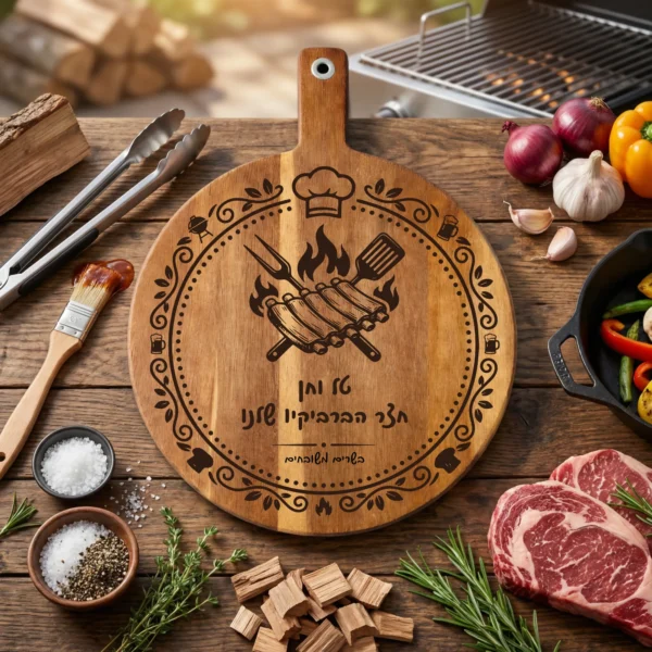 קרש הכנה מותאם אישית ל-BBQ – קרש חיתוך מעץ עם חריטה מותאמת אישית כמתנה