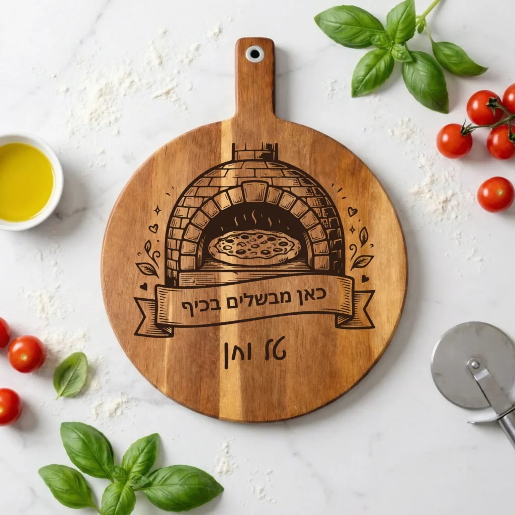 ⁦קרש חיתוך פיצה חרוט – מתנה מותאמת אישית למטבח לחובבי פיצה⁩ – תמונה ⁦3⁩