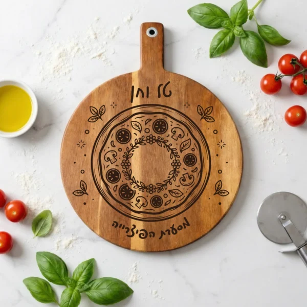 מיועד לערבי פיצה – קרש פיצה עם חריטה בהתאמה אישית