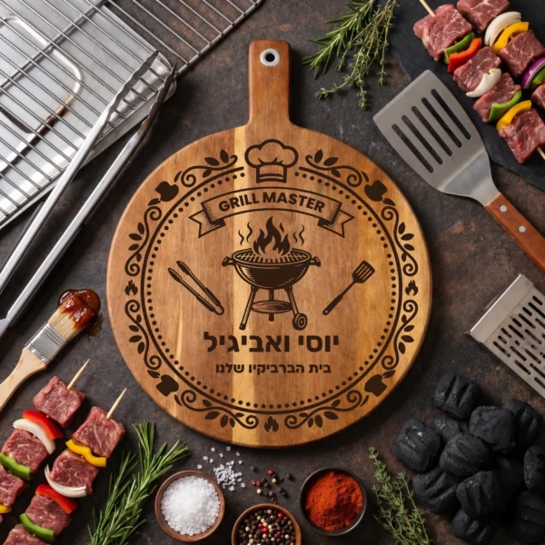 קרש חיתוך מותאם אישית לגריל וברביקיו – רעיון למתנה עם חריטה בהתאמה אישית