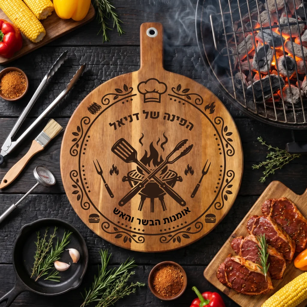 ⁦לוח גריל בהתאמה אישית – קרש חיתוך לברביקיו בעיצוב אישי⁩ – תמונה ⁦2⁩