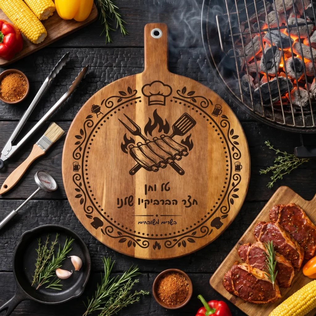 ⁦קרש הכנה מותאם אישית ל-BBQ – קרש חיתוך מעץ עם חריטה מותאמת אישית כמתנה⁩ – תמונה ⁦2⁩