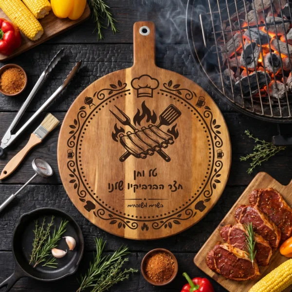 קרש הכנה מותאם אישית ל-BBQ – קרש חיתוך מעץ עם חריטה מותאמת אישית כמתנה