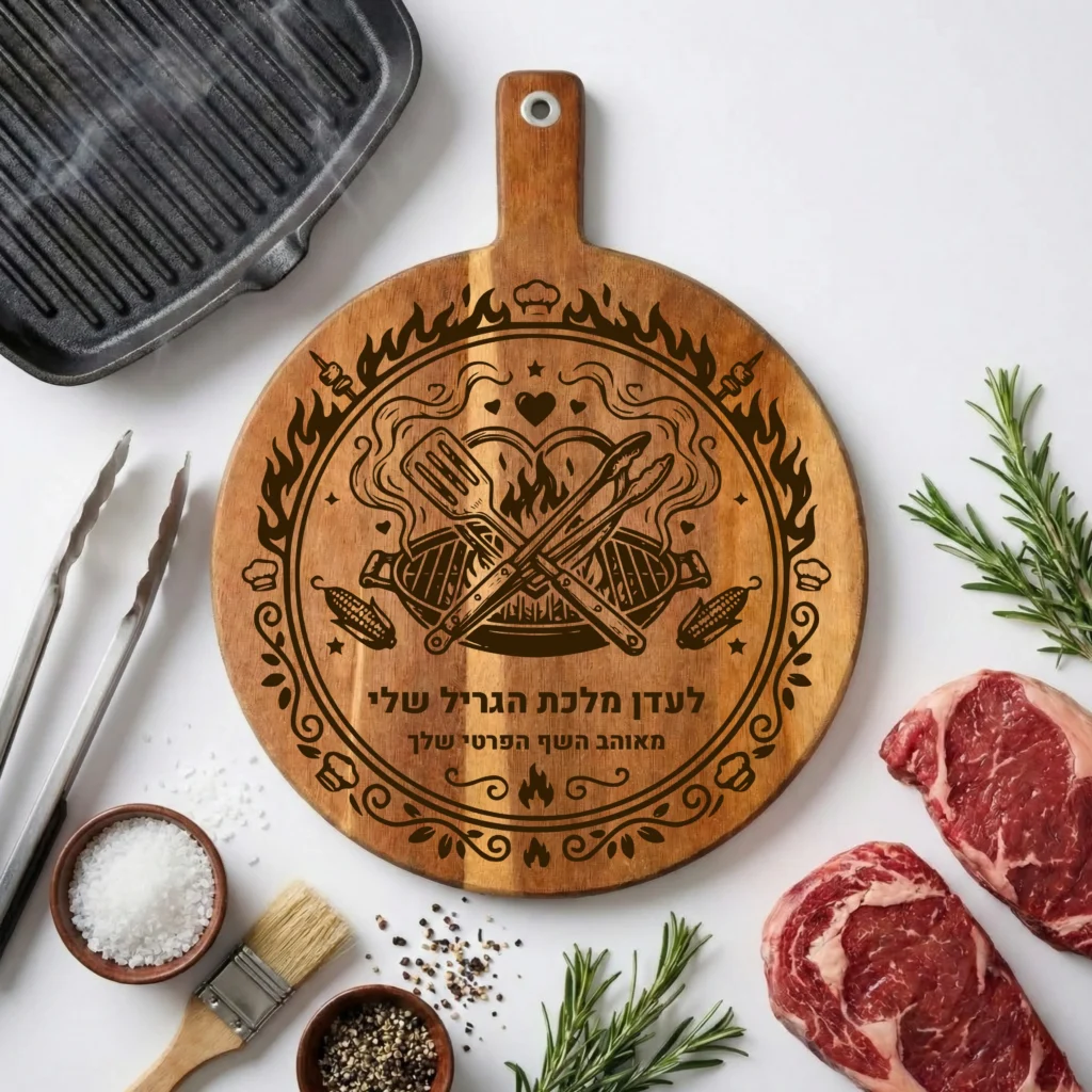 ⁦לקרש חיתוך עגול למלכת הגריל⁩ – תמונה ⁦2⁩