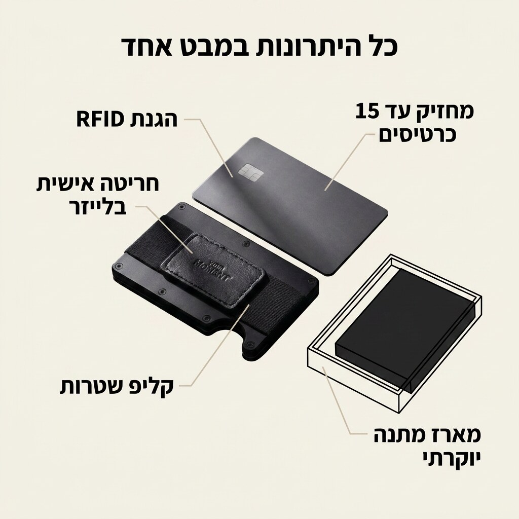 ⁦MOMENT ONE, ארנק פרימיום לגבר עם חריטה אישית⁩ – תמונה ⁦3⁩