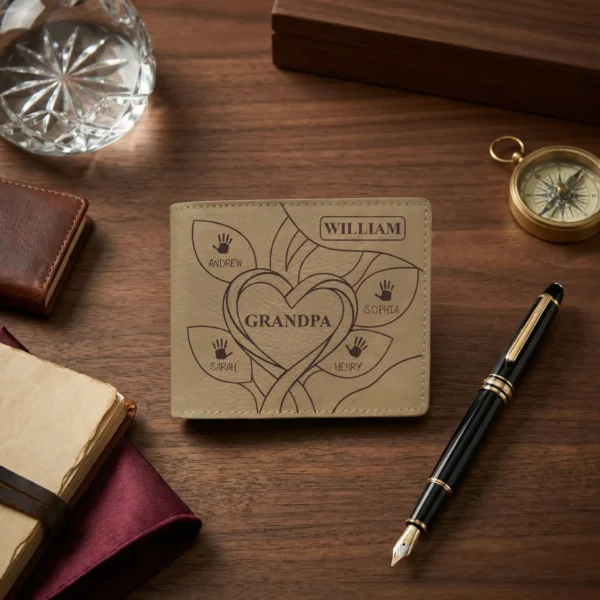 ⁦ארנק מותאם אישית לסבא – הוסיפו שם ושמות הנכדים כמתנה מיוחדת⁩ – תמונה ⁦3⁩